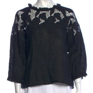 Ulla Johnson | Linen Hand Cut Lace Embroidered Blouse